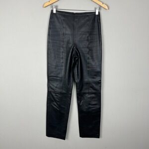 Vintage Michael Hoban North Beach Leather Pants Women 4 Black 90s Biker Straight